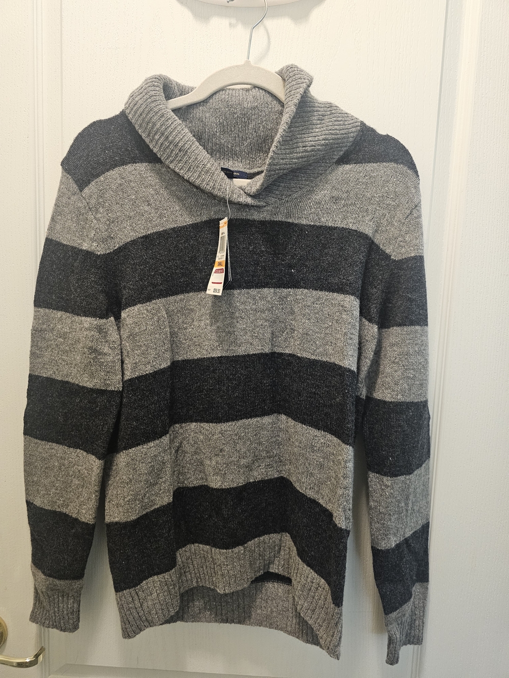 Club Room Men's Gray & Charcoal Striped Turtleneck Sweater